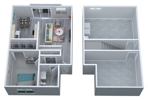a stylized floor plan of a 2100 sq ft apartment